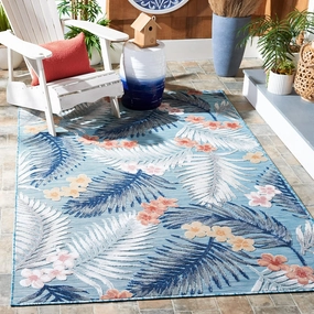 SAFAVIEH Cabana Collection Area Rug - 8' x 10', Aqua & Ivory, Tropical Design, Non-Shedding & Easy Care, Indoor/Outdoor & Washable-Ideal for Patio, Backyard, Mudroom (CBN451J)