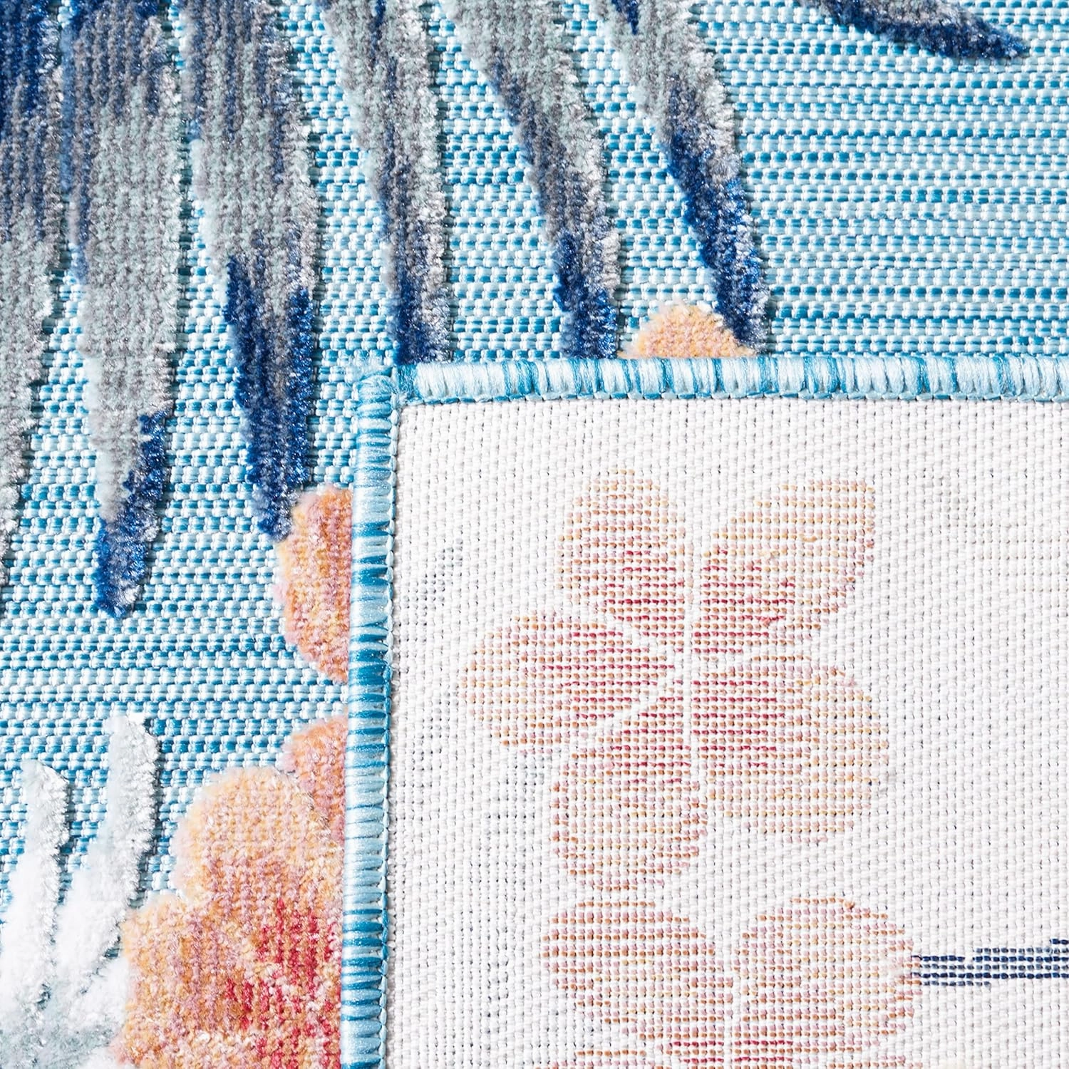 SAFAVIEH Cabana Collection Area Rug - 8' x 10', Aqua & Ivory, Tropical Design, Non-Shedding & Easy Care, Indoor/Outdoor & Washable-Ideal for Patio, Backyard, Mudroom (CBN451J)