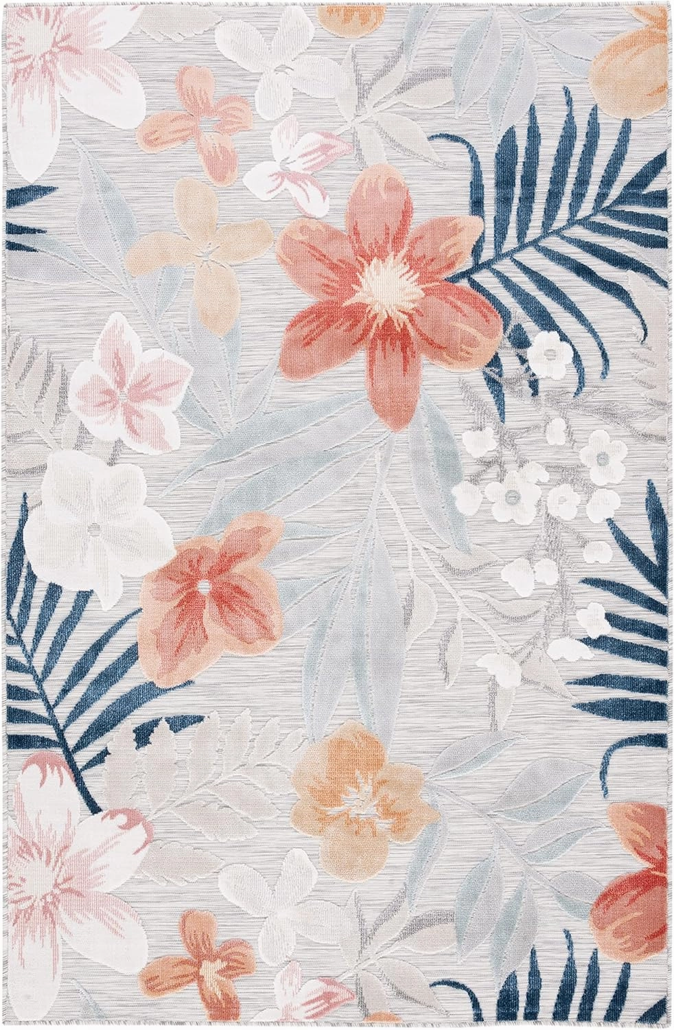 SAFAVIEH Cabana Collection Area Rug - 9' x 12', Grey & Rust, Floral Tropical Design, Non-Shedding & Easy Care, Indoor/Outdoor & Washable-Ideal for Patio, Backyard, Mudroom (CBN454G)