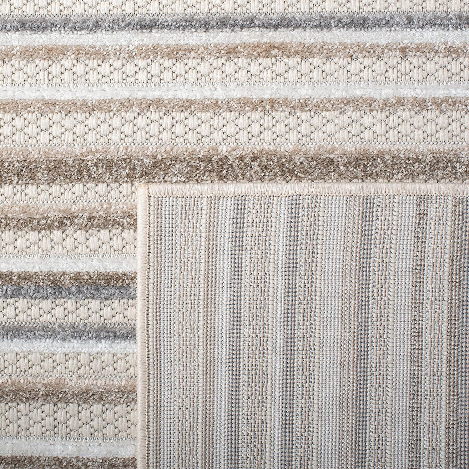 SAFAVIEH Cabana Collection Area Rug - 9' x 12', Ivory & Grey, Stripe Design, Non-Shedding & Easy Care, Indoor/Outdoor & Washable-Ideal for Patio, Backyard, Mudroom (CBN323B)