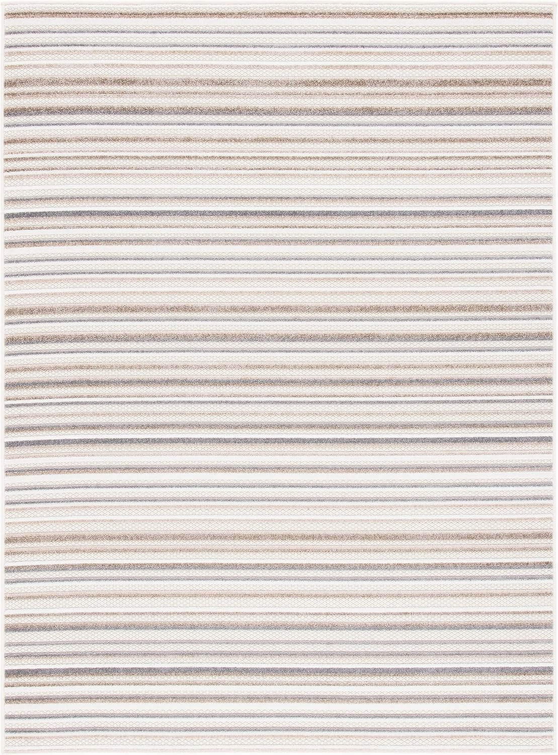 SAFAVIEH Cabana Collection Area Rug - 9' x 12', Ivory & Grey, Stripe Design, Non-Shedding & Easy Care, Indoor/Outdoor & Washable-Ideal for Patio, Backyard, Mudroom (CBN323B)