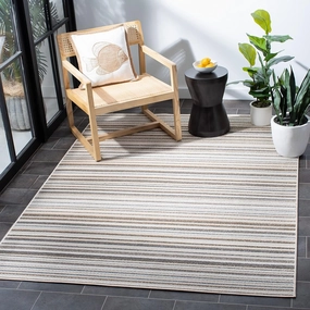 SAFAVIEH Cabana Collection Area Rug - 9' x 12', Ivory & Grey, Stripe Design, Non-Shedding & Easy Care, Indoor/Outdoor & Washable-Ideal for Patio, Backyard, Mudroom (CBN323B)
