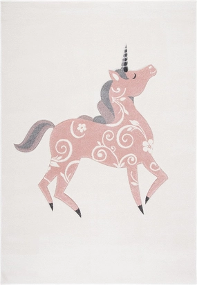 SAFAVIEH Carousel Kids Collection Accent Rug - 2' x 3', Ivory & Pink, Non-Shedding & Easy Care, Ideal for High Traffic Areas for Boys & Girls in Playroom, Nursery, Bedroom (CRK163A)