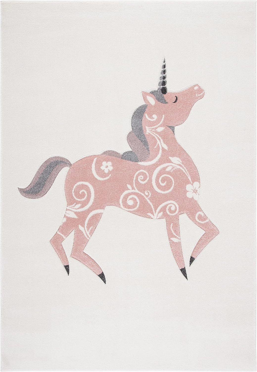 SAFAVIEH Carousel Kids Collection Accent Rug - 2' x 3', Ivory & Pink, Non-Shedding & Easy Care, Ideal for High Traffic Areas for Boys & Girls in Playroom, Nursery, Bedroom (CRK163A)