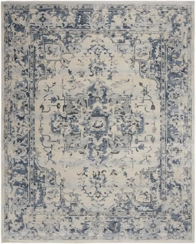 SAFAVIEH Charleston Collection Area Rug - 8' x 10', Ivory & Navy, Oriental Distressed Design, Non-Shedding & Easy Care, Ideal for High Traffic Areas in Living Room, Bedroom (CHL411A)
