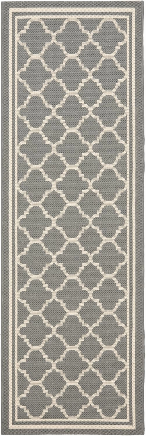 SAFAVIEH Courtyard Collection 2'3" x 6'7" Anthracite/Beige CY6918 Trellis Indoor-Outdoor Waterproof Easy-Cleaning Patio Backyard Mudroom Runner-Rug