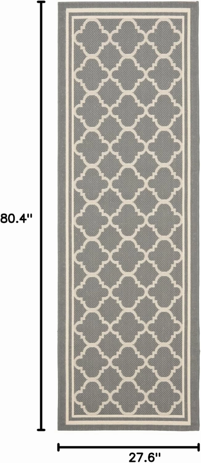 SAFAVIEH Courtyard Collection 2'3" x 6'7" Anthracite/Beige CY6918 Trellis Indoor-Outdoor Waterproof Easy-Cleaning Patio Backyard Mudroom Runner-Rug