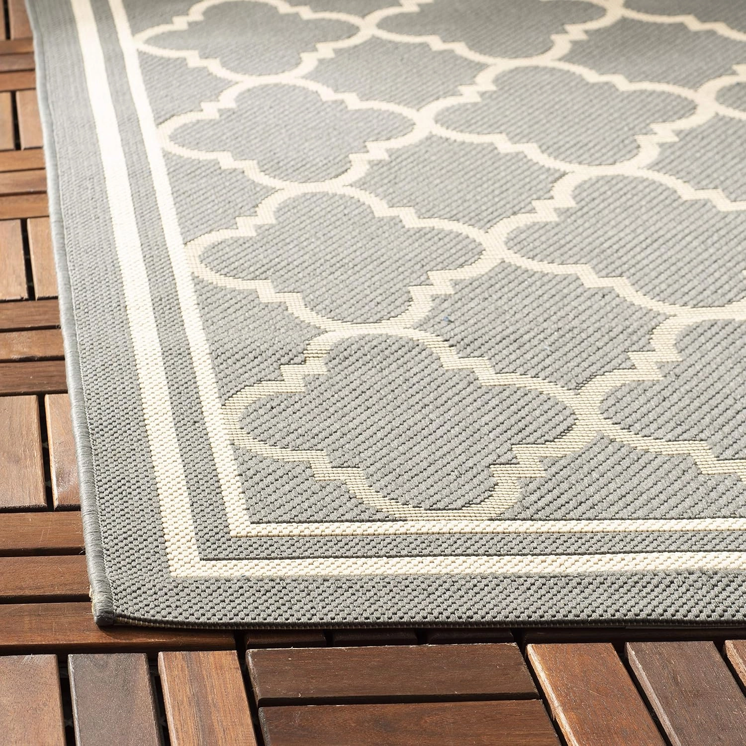 SAFAVIEH Courtyard Collection 2'3" x 6'7" Anthracite/Beige CY6918 Trellis Indoor-Outdoor Waterproof Easy-Cleaning Patio Backyard Mudroom Runner-Rug