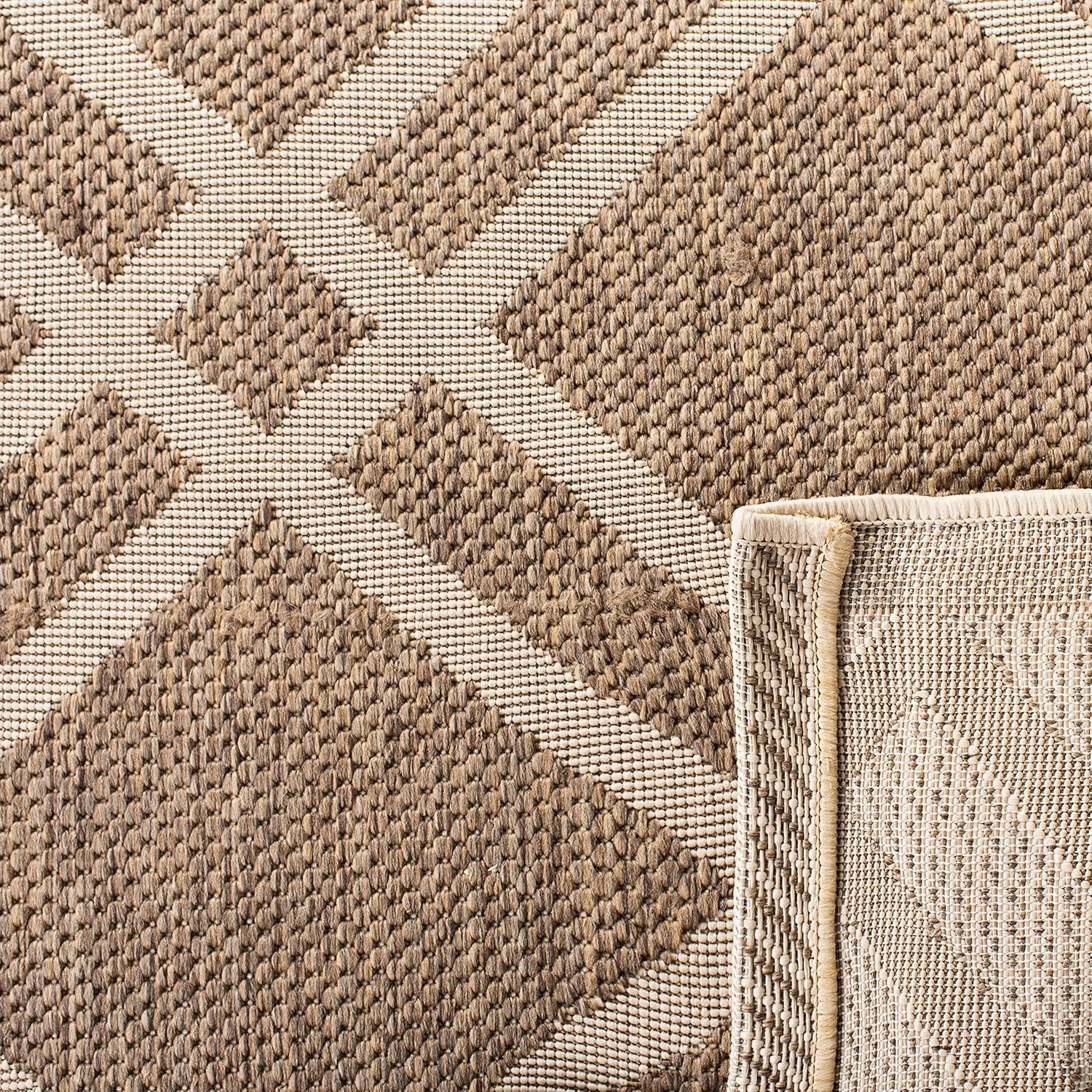 SAFAVIEH Courtyard Collection Area Rug - 9' x 12', Brown & Bone, Trellis Design, Non-Shedding & Easy Care, Indoor/Outdoor & Washable-Ideal for Patio, Backyard, Mudroom (CY6923-242)