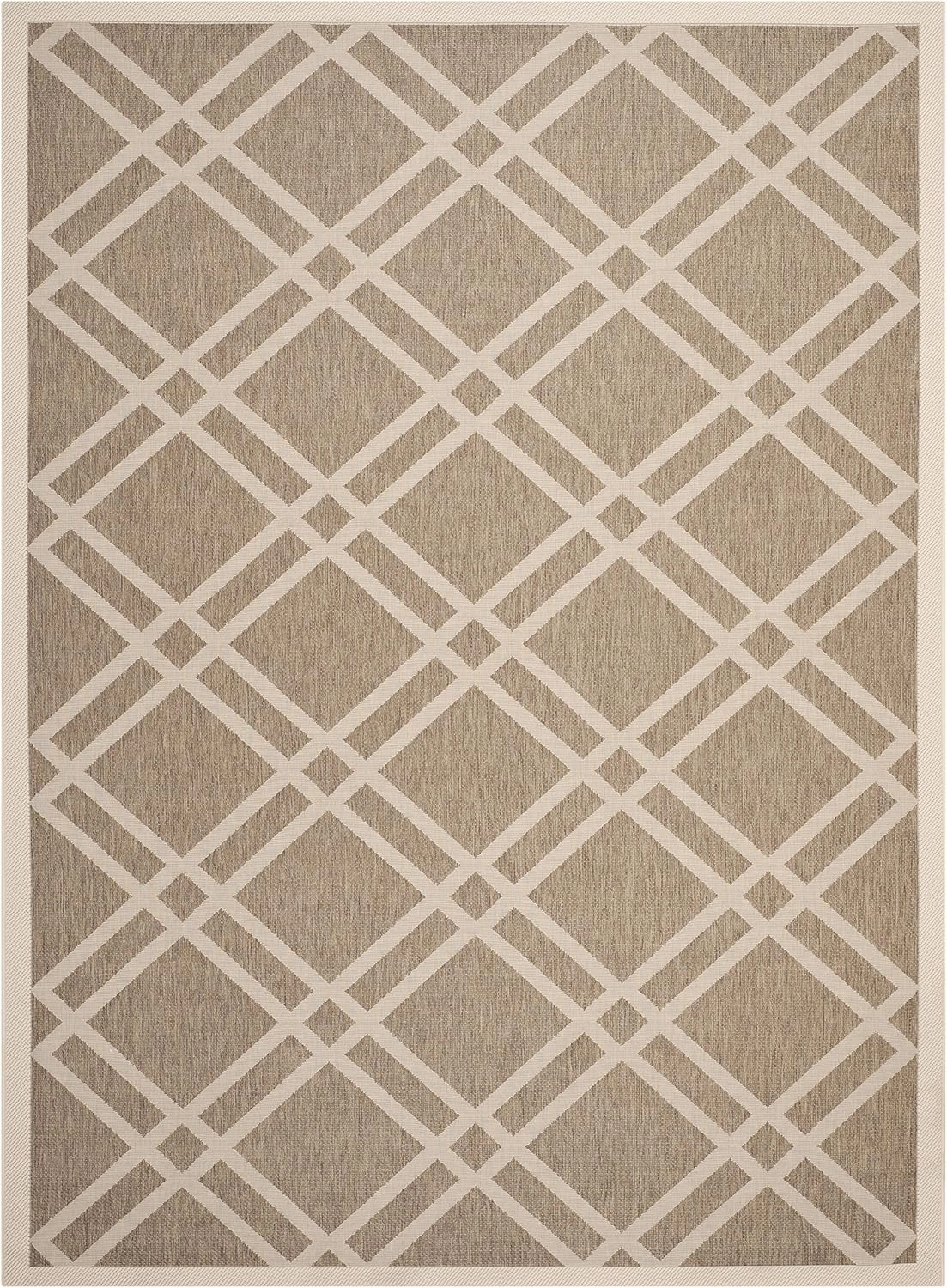 SAFAVIEH Courtyard Collection Area Rug - 9' x 12', Brown & Bone, Trellis Design, Non-Shedding & Easy Care, Indoor/Outdoor & Washable-Ideal for Patio, Backyard, Mudroom (CY6923-242)