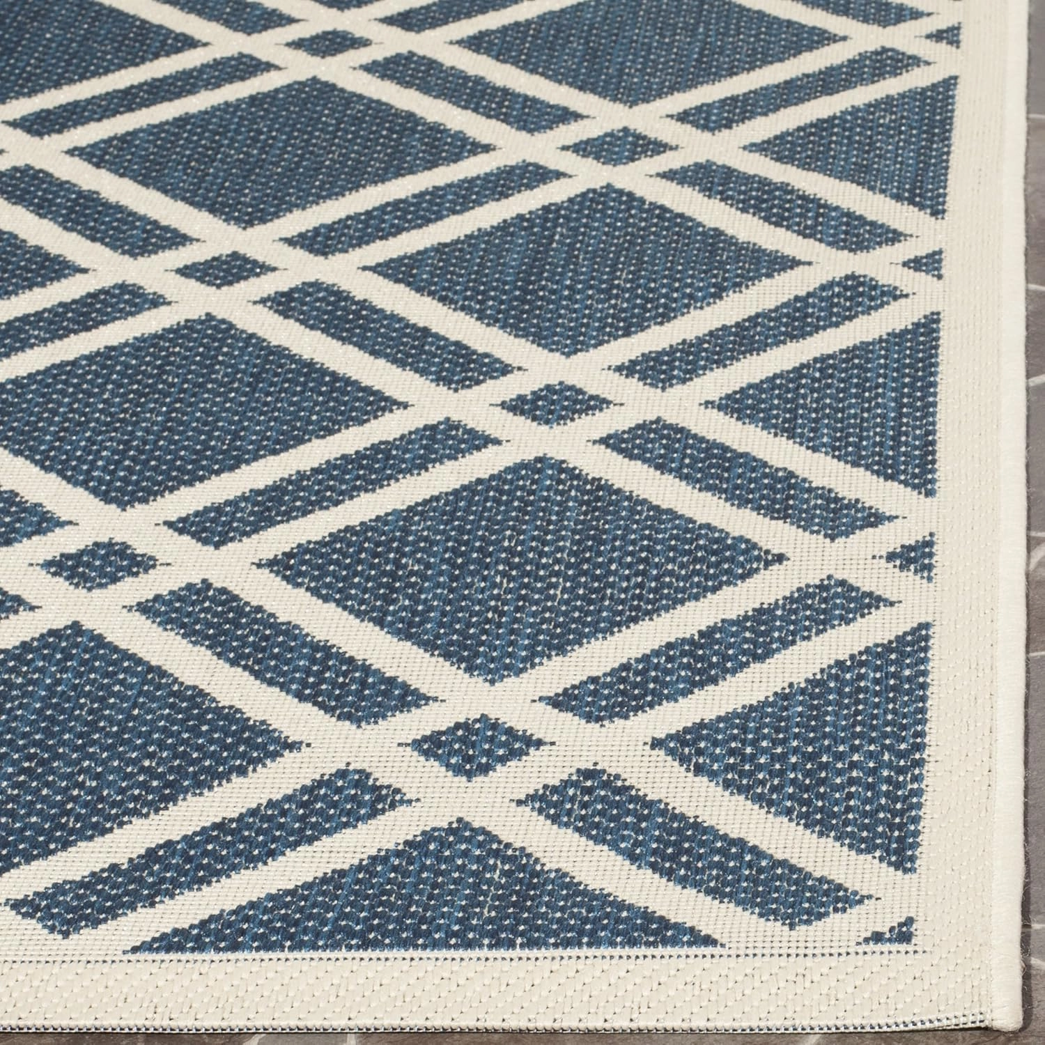 SAFAVIEH Courtyard Collection Area Rug - 9' x 12', Navy & Beige, Trellis Design, Non-Shedding & Easy Care, Indoor/Outdoor & Washable-Ideal for Patio, Backyard, Mudroom (CY6923-268)