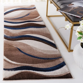 SAFAVIEH Hollywood Collection Runner Rug - 2'3" x 6', Beige & Blue, Mid-Century Modern Design, Non-Shedding & Easy Care, Ideal for High Traffic Areas in Living Room, Bedroom, Dining (HLW766C-26)