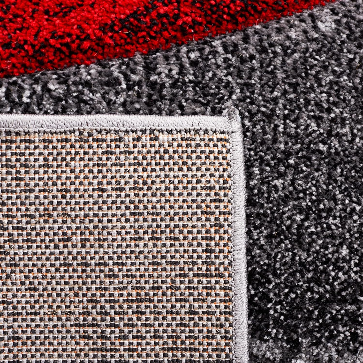 SAFAVIEH Hollywood Collection Runner Rug - 6' Runner, Grey & Red, Contemporary Design, Stain Resistant, Ideal for High Traffic Areas in Hallway, Bathroom & Kitchen (HLW766Q-26)