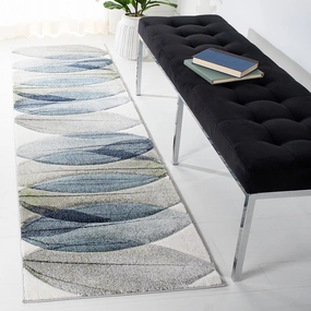 SAFAVIEH Hollywood Collection Runner Rug - 6' Runner, Ivory & Blue Green, Contemporary Design, Stain Resistant, Ideal for High Traffic Areas in Hallway, Bathroom & Kitchen (HLW703A-26)