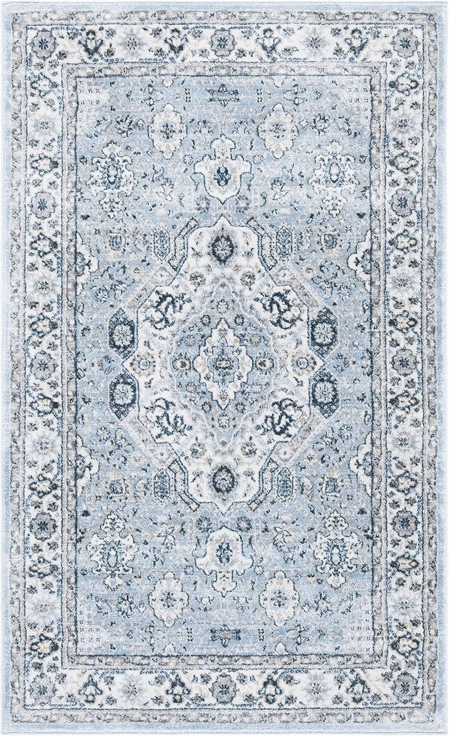 SAFAVIEH Isabella Collection Accent Rug - 2'2" x 5', Blue & Creme, Oriental Design, Non-Shedding & Easy Care, Ideal for High Traffic Areas in Entryway, Living Room, Bedroom (ISA916M)
