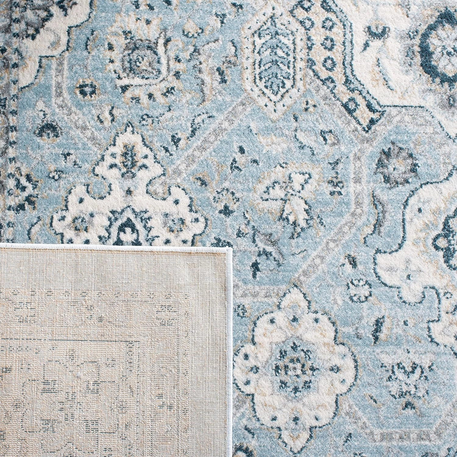 SAFAVIEH Isabella Collection Accent Rug - 2'2" x 5', Blue & Creme, Oriental Design, Non-Shedding & Easy Care, Ideal for High Traffic Areas in Entryway, Living Room, Bedroom (ISA916M)
