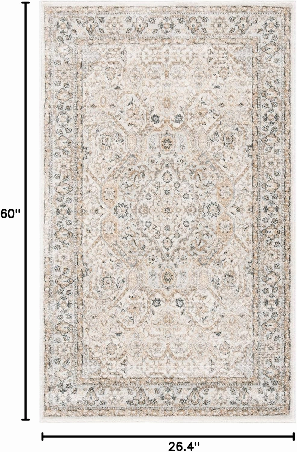 SAFAVIEH Isabella Collection Accent Rug - 2'2" x 5', Cream & Beige, Oriental Design, Non-Shedding & Easy Care, Ideal for High Traffic Areas in Entryway, Living Room, Bedroom (ISA916B)