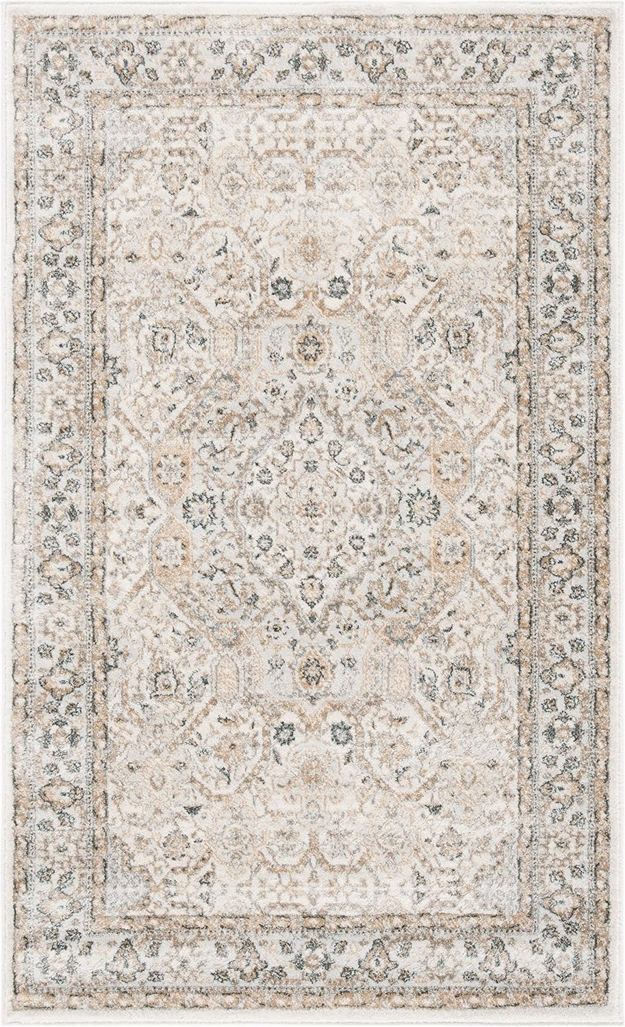 SAFAVIEH Isabella Collection Accent Rug - 2'2" x 5', Cream & Beige, Oriental Design, Non-Shedding & Easy Care, Ideal for High Traffic Areas in Entryway, Living Room, Bedroom (ISA916B)