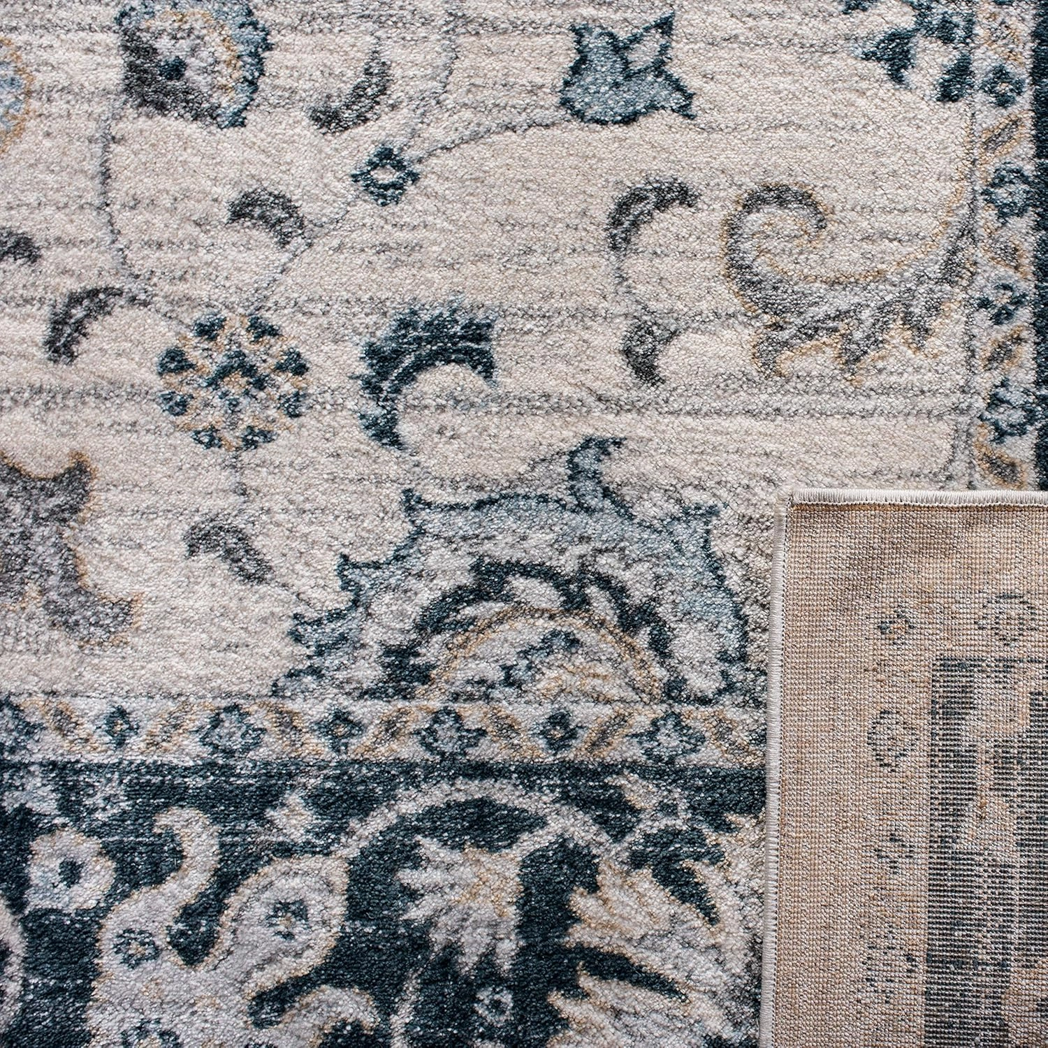 SAFAVIEH Isabella Collection Accent Rug - 2'2" x 5', Cream & Navy, Oriental Design, Non-Shedding & Easy Care, Ideal for High Traffic Areas in Entryway, Living Room, Bedroom (ISA940A)