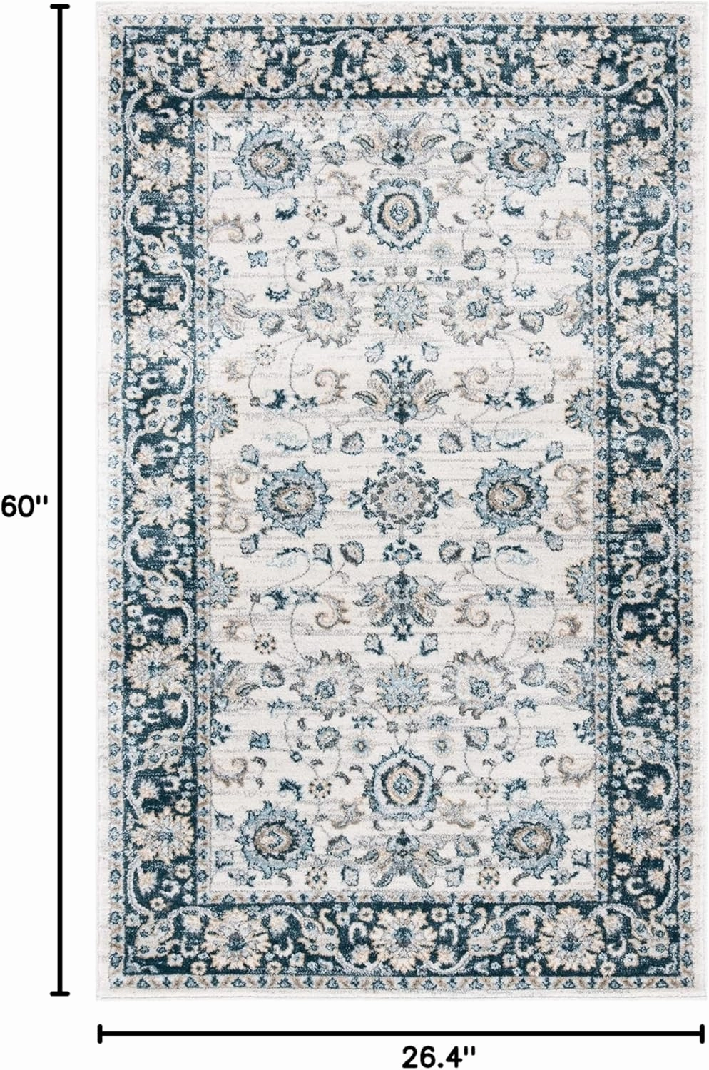 SAFAVIEH Isabella Collection Accent Rug - 2'2" x 5', Cream & Navy, Oriental Design, Non-Shedding & Easy Care, Ideal for High Traffic Areas in Entryway, Living Room, Bedroom (ISA940A)