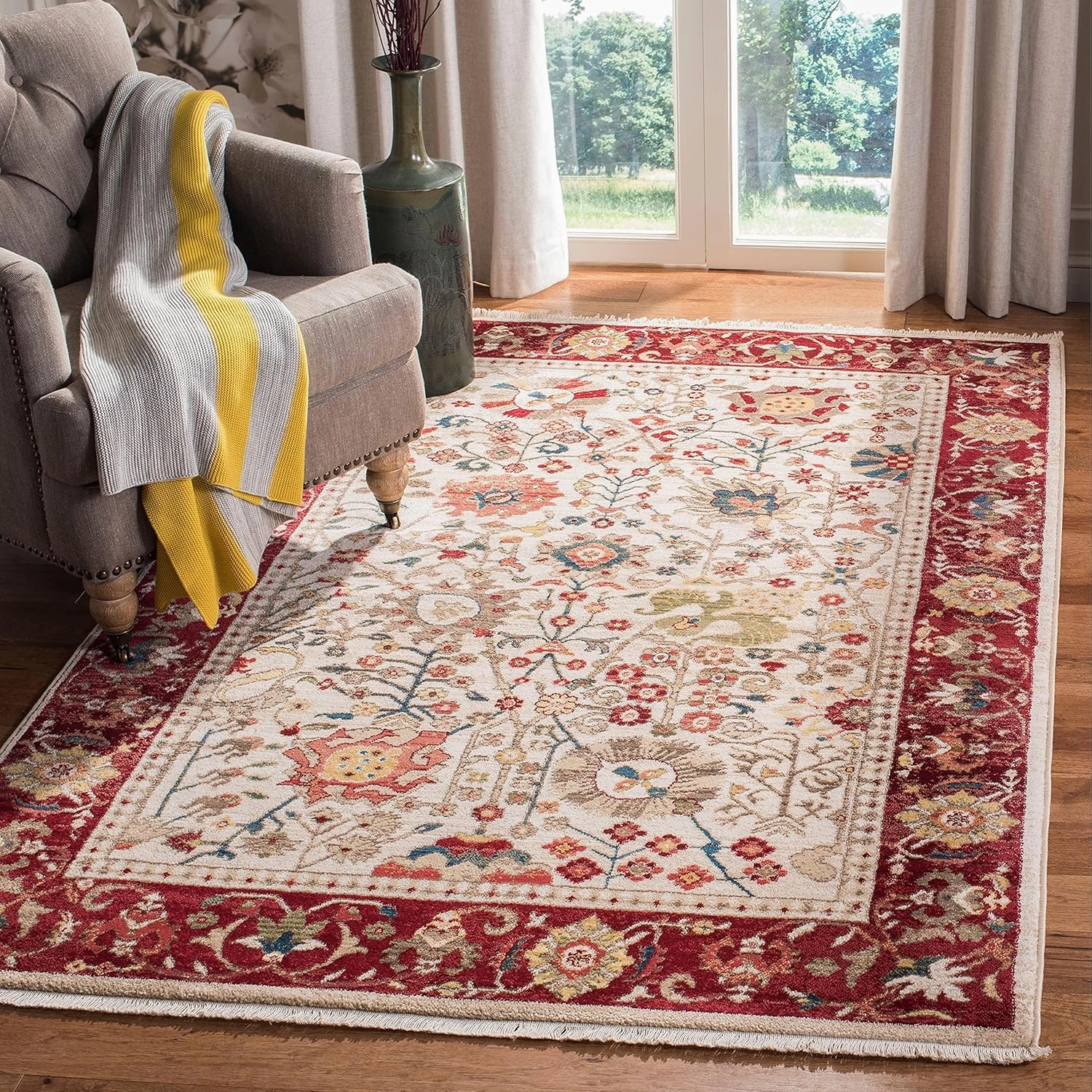 SAFAVIEH Kashan Collection Area Rug - 9' x 12'6", Blue & Tan, Traditional Oriental Design, Non-Shedding & Easy Care, Ideal for High Traffic Areas in Living Room, Bedroom (KSN303G)