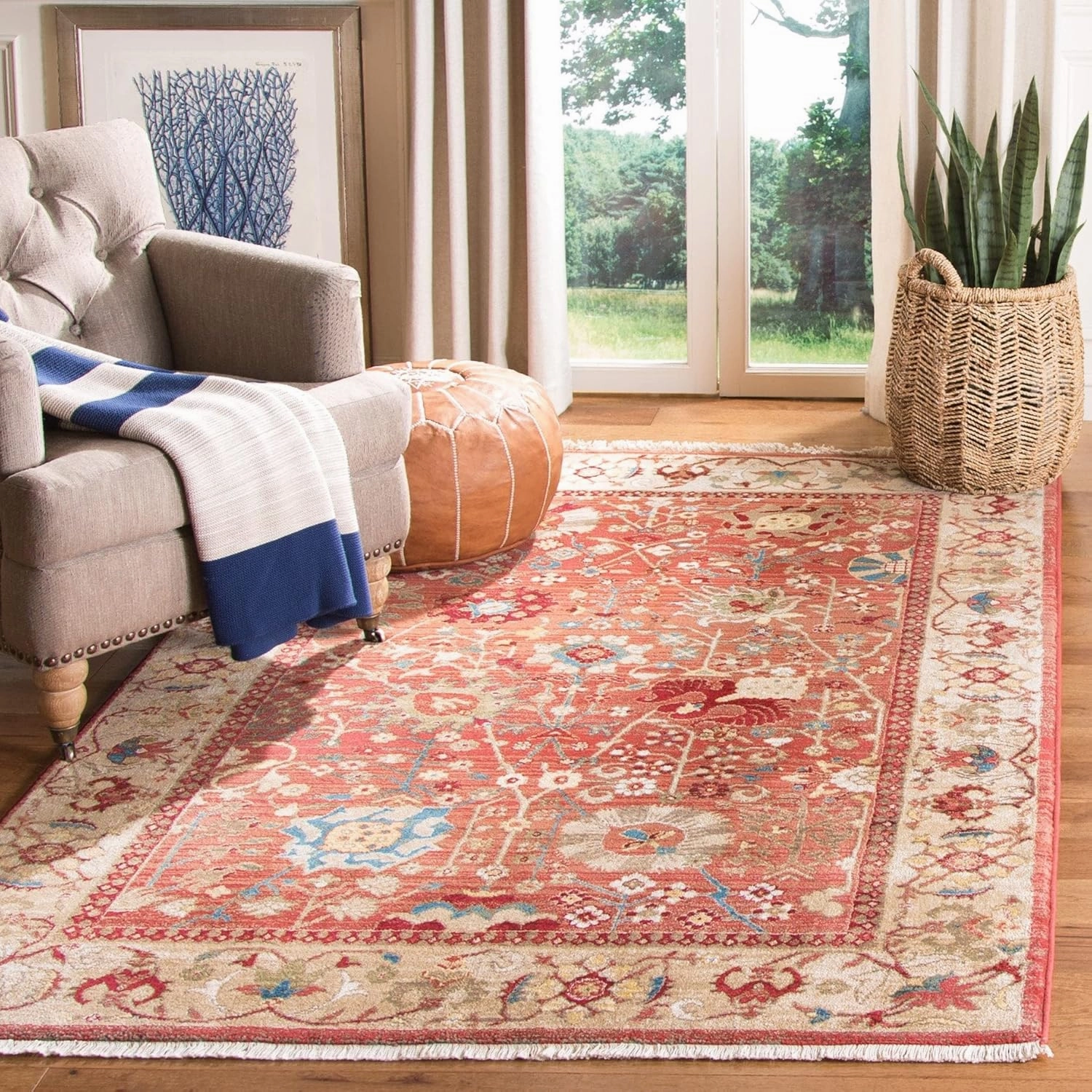 SAFAVIEH Kashan Collection Area Rug - 9' x 12'6", Blue & Tan, Traditional Oriental Design, Non-Shedding & Easy Care, Ideal for High Traffic Areas in Living Room, Bedroom (KSN303G)