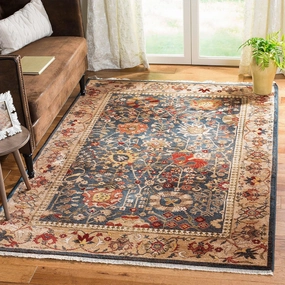 SAFAVIEH Kashan Collection Area Rug - 9' x 12'6", Blue & Tan, Traditional Oriental Design, Non-Shedding & Easy Care, Ideal for High Traffic Areas in Living Room, Bedroom (KSN303G)