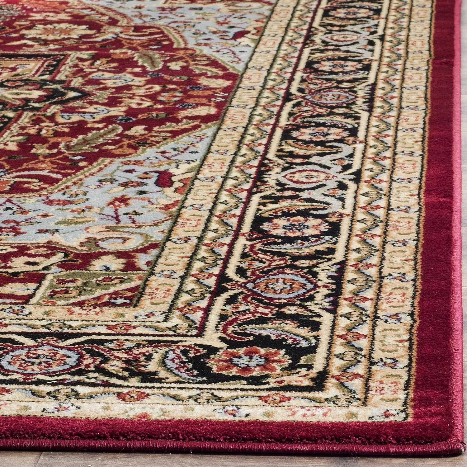 SAFAVIEH Lyndhurst Collection Area Rug - 9' x 12', Red & Black, Traditional Oriental Design, Non-Shedding & Easy Care, Ideal for High Traffic Areas in Living Room, Bedroom (LNH330B)