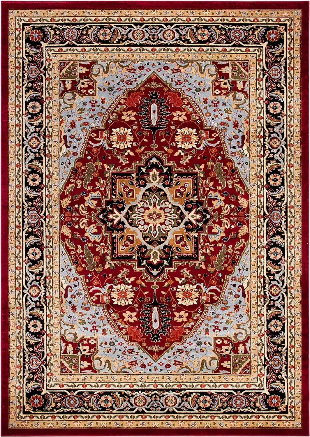 SAFAVIEH Lyndhurst Collection Area Rug - 9' x 12', Red & Black, Traditional Oriental Design, Non-Shedding & Easy Care, Ideal for High Traffic Areas in Living Room, Bedroom (LNH330B)