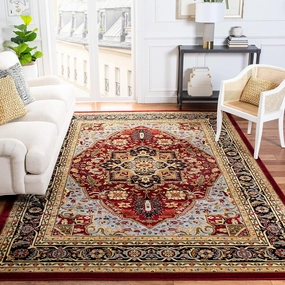 SAFAVIEH Lyndhurst Collection Area Rug - 9' x 12', Red & Black, Traditional Oriental Design, Non-Shedding & Easy Care, Ideal for High Traffic Areas in Living Room, Bedroom (LNH330B)