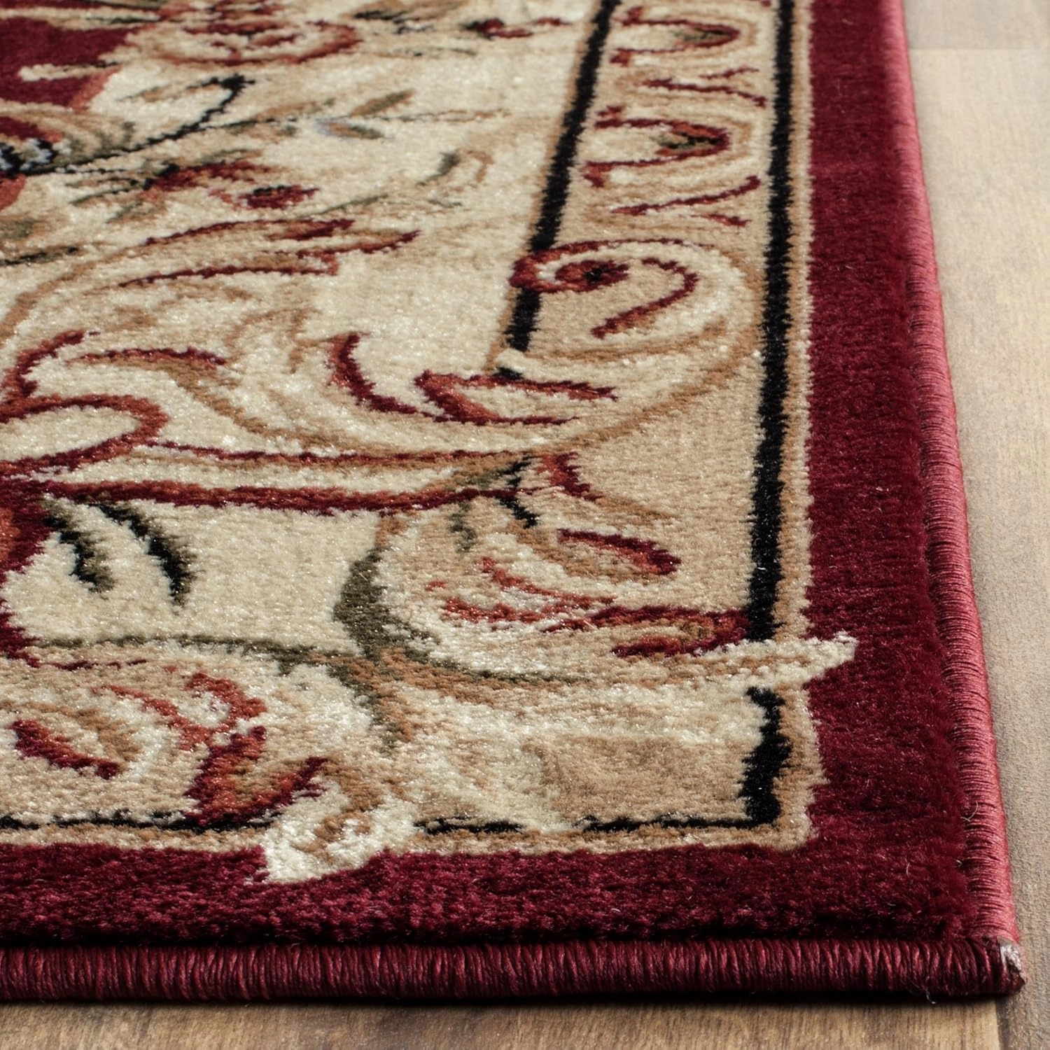 SAFAVIEH Lyndhurst Collection Area Rug - 9' x 12', Red & Ivory, Traditional European Medallion Design, Non-Shedding & Easy Care, Ideal for High Traffic Areas in Living Room, Bedroom (LNH328C)