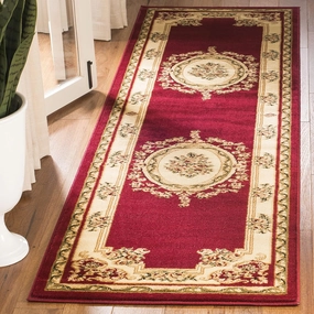 SAFAVIEH Lyndhurst Collection Runner Rug - 2'3" x 8', Red & Ivory, Traditional European Medallion Design, Non-Shedding & Easy Care, Ideal for High Traffic Areas in Living Room, Bedroom (LNH218C)