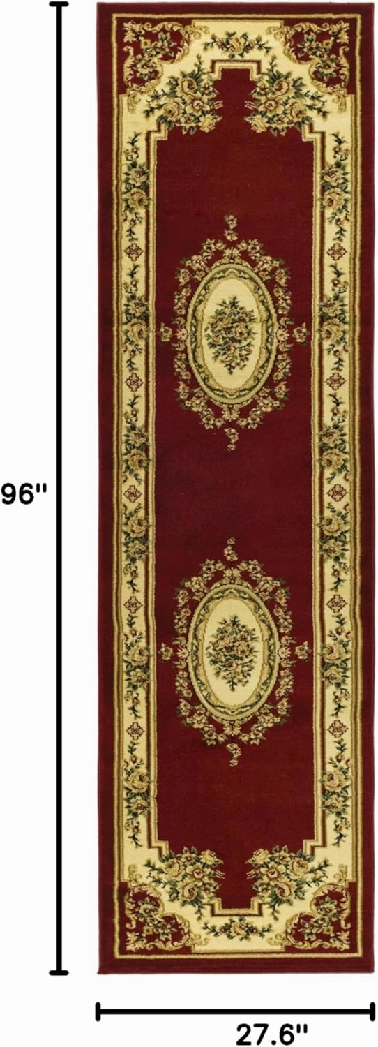 SAFAVIEH Lyndhurst Collection Runner Rug - 2'3" x 8', Red & Ivory, Traditional European Medallion Design, Non-Shedding & Easy Care, Ideal for High Traffic Areas in Living Room, Bedroom (LNH218C)
