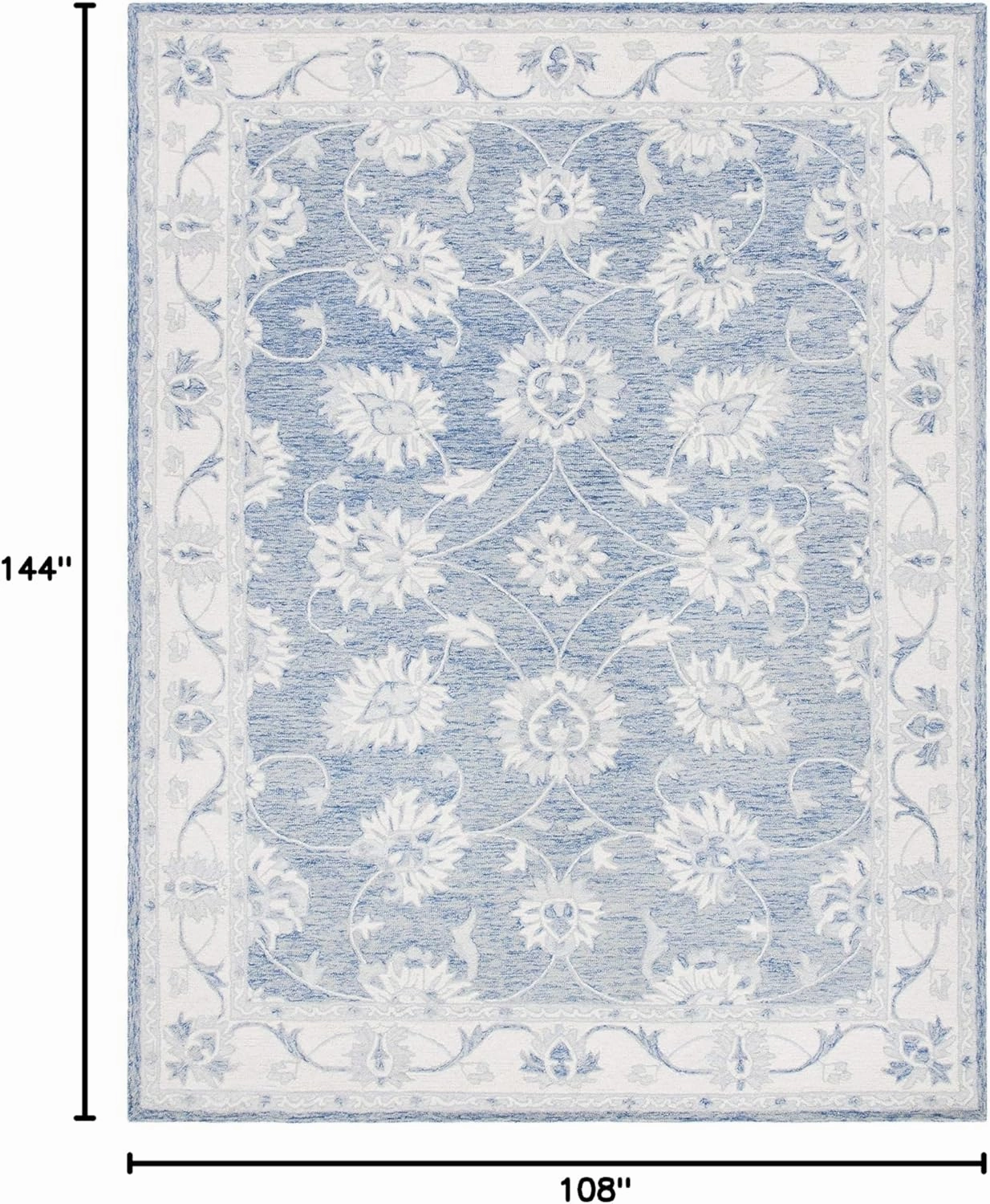 SAFAVIEH Micro-Loop Collection Area Rug - 9' x 12', Blue & Ivory, Handmade Wool, Ideal for High Traffic Areas in Living Room, Bedroom (MLP536M)
