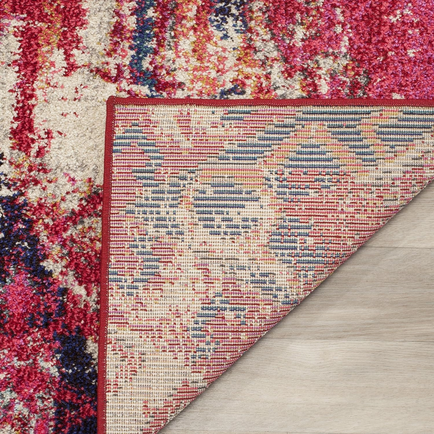 SAFAVIEH Monaco Collection 9' x 12' Magenta Multi MNC222D Boho Chic Tribal Distressed Non-Shedding Living Room Bedroom Dining Home Office Area Rug