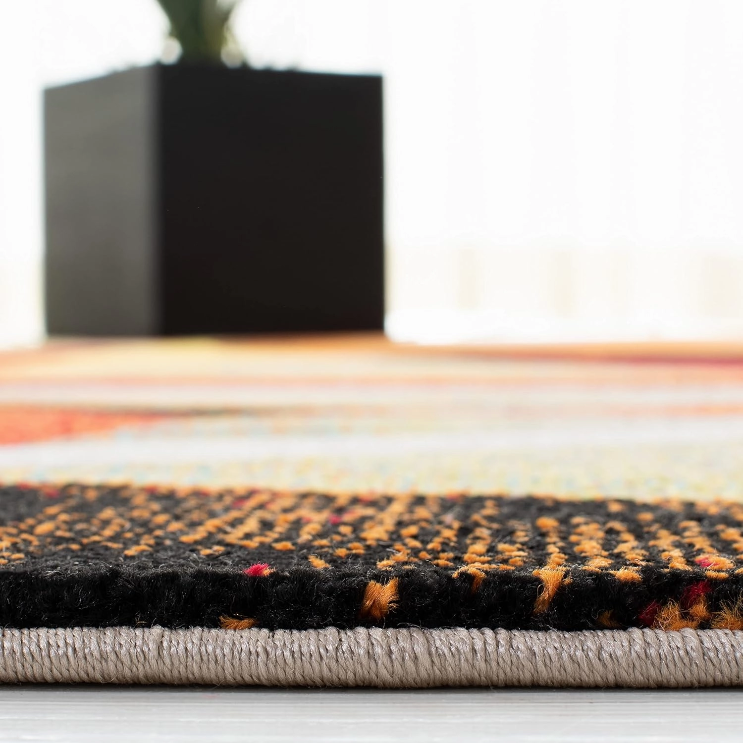 SAFAVIEH Porcello Collection Area Rug - 9' x 12', Orange & Red, Modern Abstract Design, Non-Shedding & Easy Care, Ideal for High Traffic Areas in Living Room, Bedroom (PRL6940P)