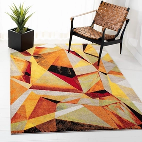 SAFAVIEH Porcello Collection Area Rug - 9' x 12', Orange & Red, Modern Abstract Design, Non-Shedding & Easy Care, Ideal for High Traffic Areas in Living Room, Bedroom (PRL6940P)
