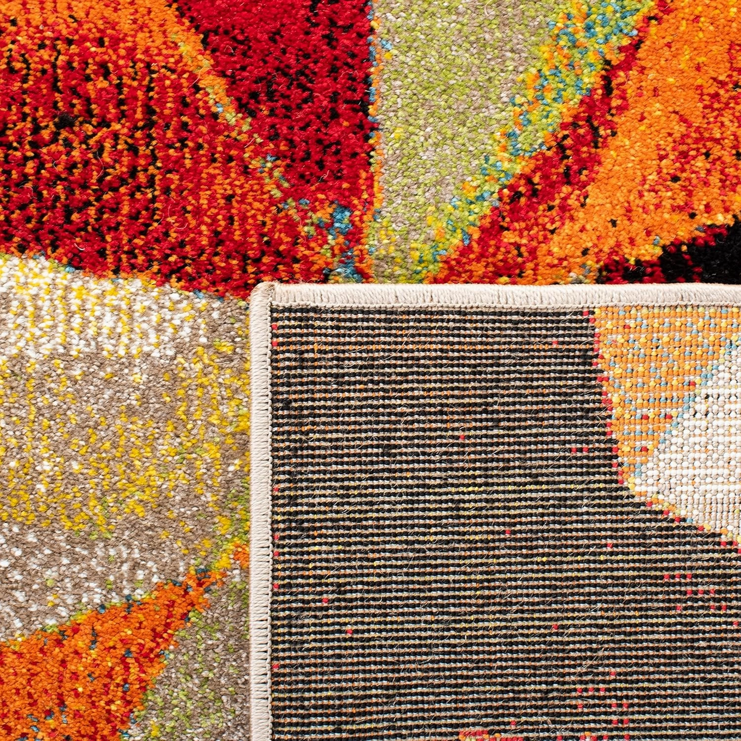 SAFAVIEH Porcello Collection Area Rug - 9' x 12', Orange & Red, Modern Abstract Design, Non-Shedding & Easy Care, Ideal for High Traffic Areas in Living Room, Bedroom (PRL6940P)