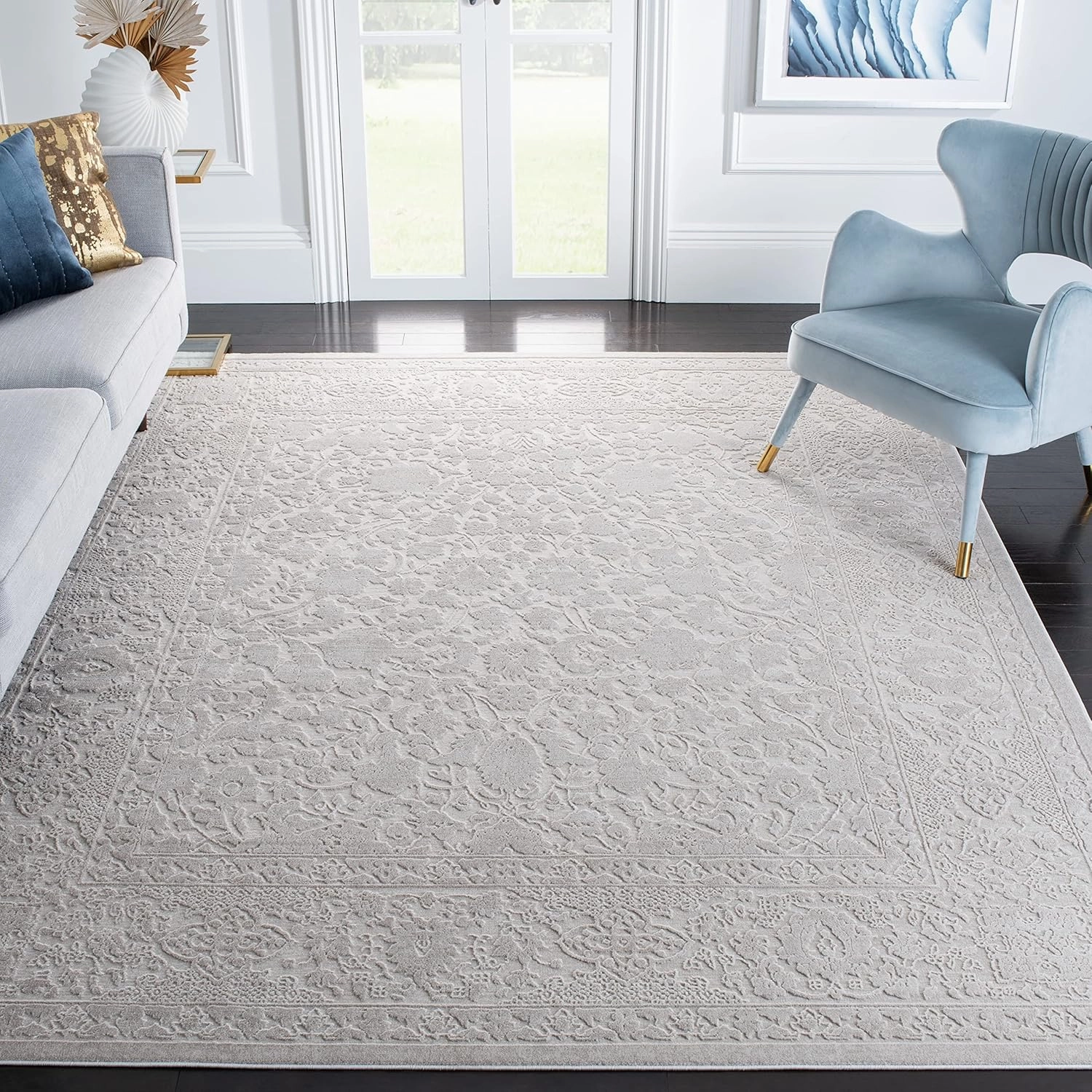 SAFAVIEH Reflection Collection Area Rug - 9' x 12', Creme & Ivory, Non-Shedding & Easy Care, Ideal for High Traffic Areas in Living Room, Bedroom (RFT667D)