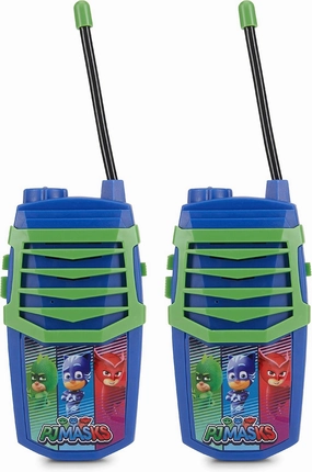 Sakar PJ Masks Molded Walkie Talkie for Kids, Safe and Flexible Antenna, Over 1000ft Range, Easy-to-Use Power Switch, Belt Clip, Pack of 2, Camping Accessories, 2-Pack, Outdoor Toys