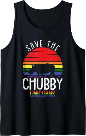 Save The Chubby Unicorn Gay Pride Rhino LGBT-Q Proud Ally Tank Top