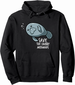 Save The Chubby Mermaid Sea Animal Flaoty Potato Manatee Pullover Hoodie