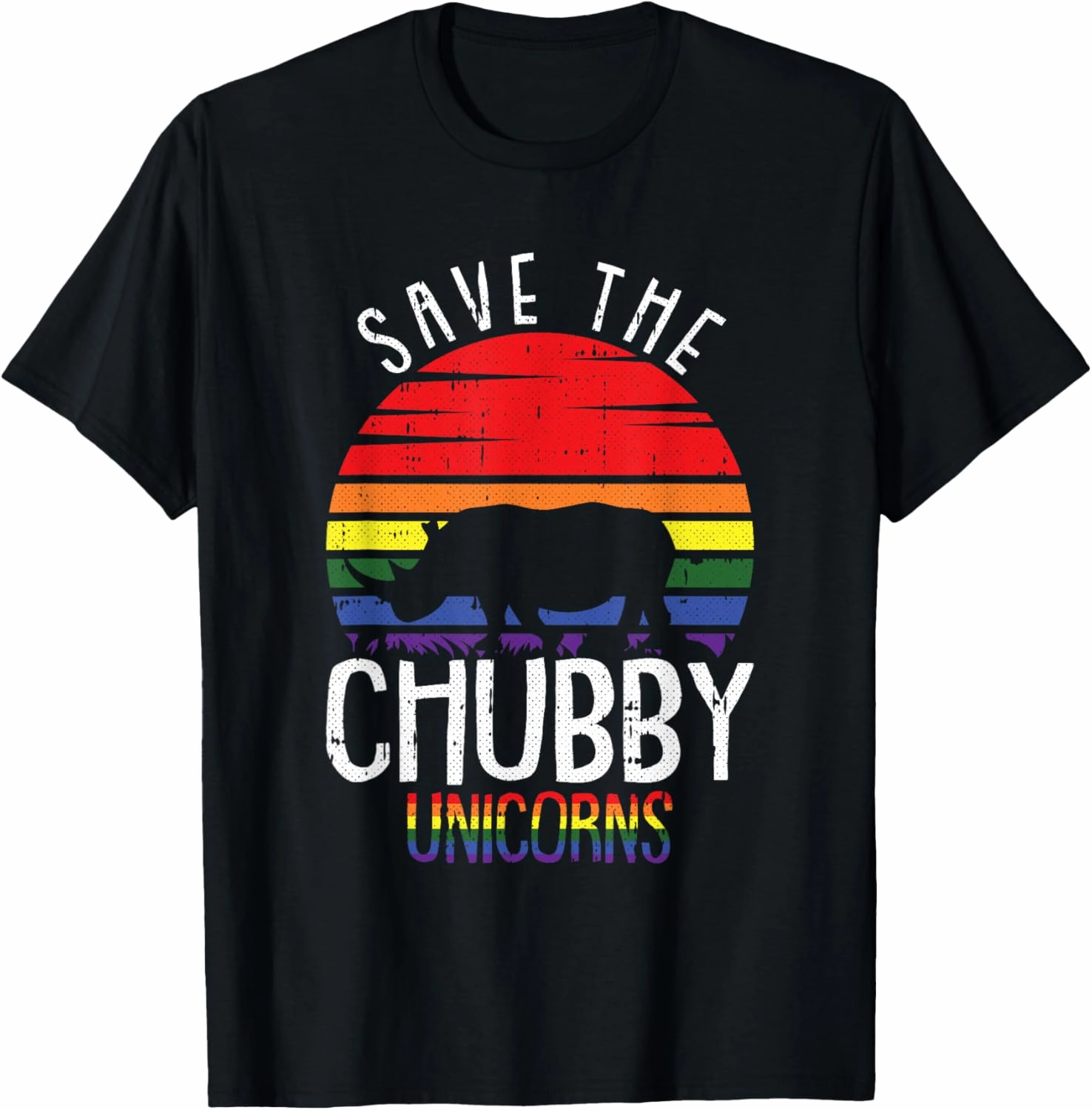 Save The Chubby Unicorn Gay Pride Rhino LGBT-Q Proud Ally T-Shirt
