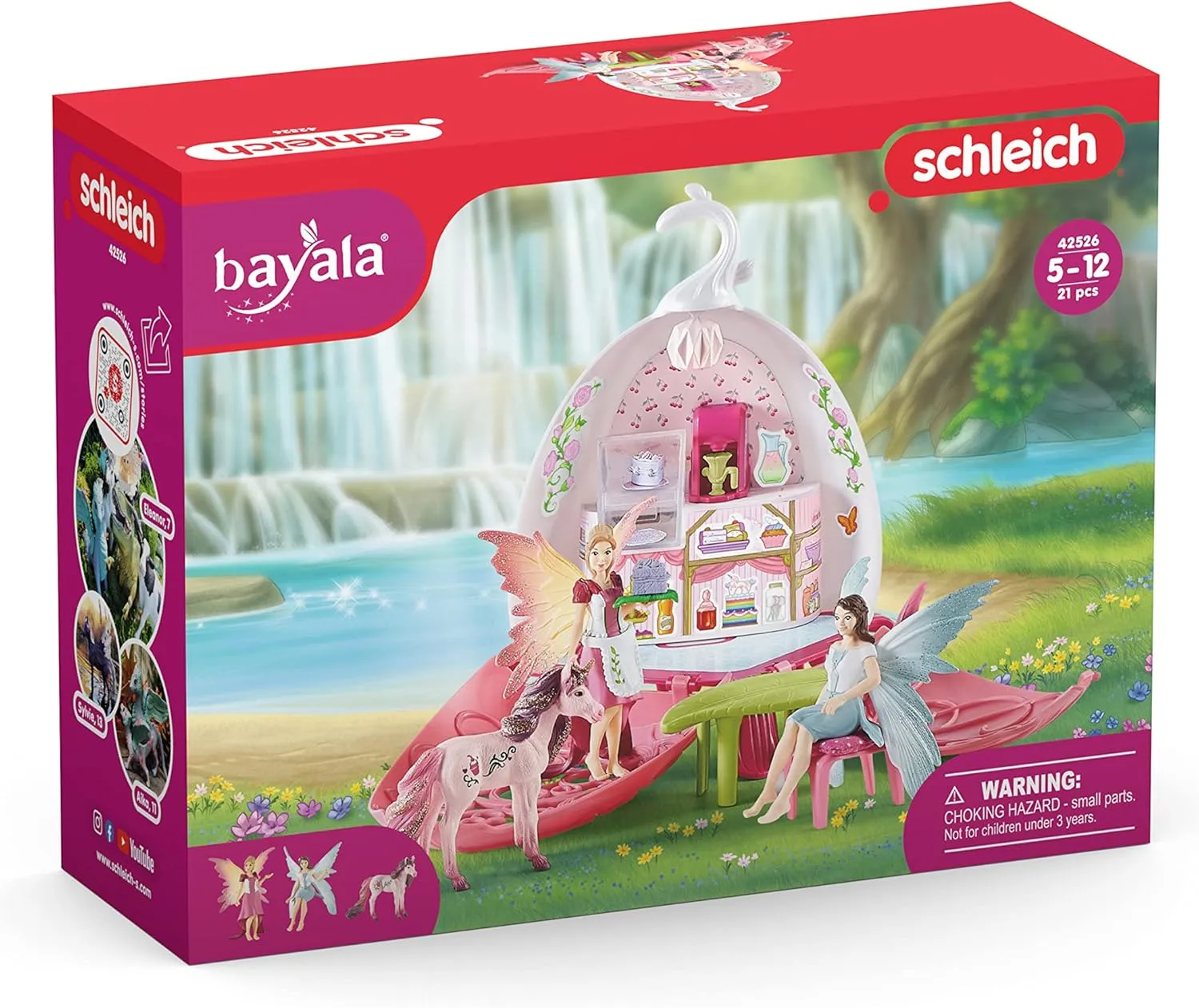 Schleich bayala Fairy Cafe Blossom - 21-Piece Magical Fairy and Unicorn Figurine Playset with Dollhouse and Accessories, Enchanted Play Dollhose for Girls and Boys, Gift Ready, Ages 5 