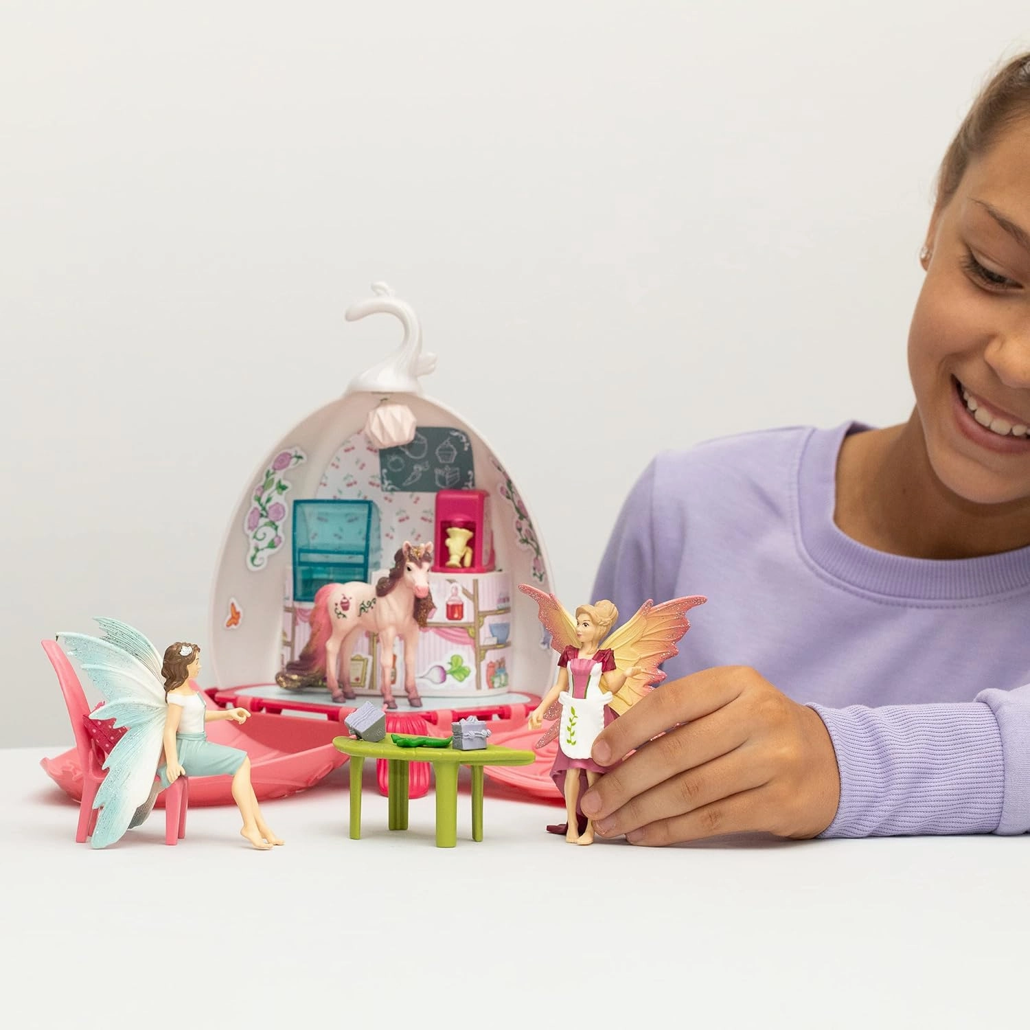 Schleich bayala Fairy Cafe Blossom - 21-Piece Magical Fairy and Unicorn Figurine Playset with Dollhouse and Accessories, Enchanted Play Dollhose for Girls and Boys, Gift Ready, Ages 5 