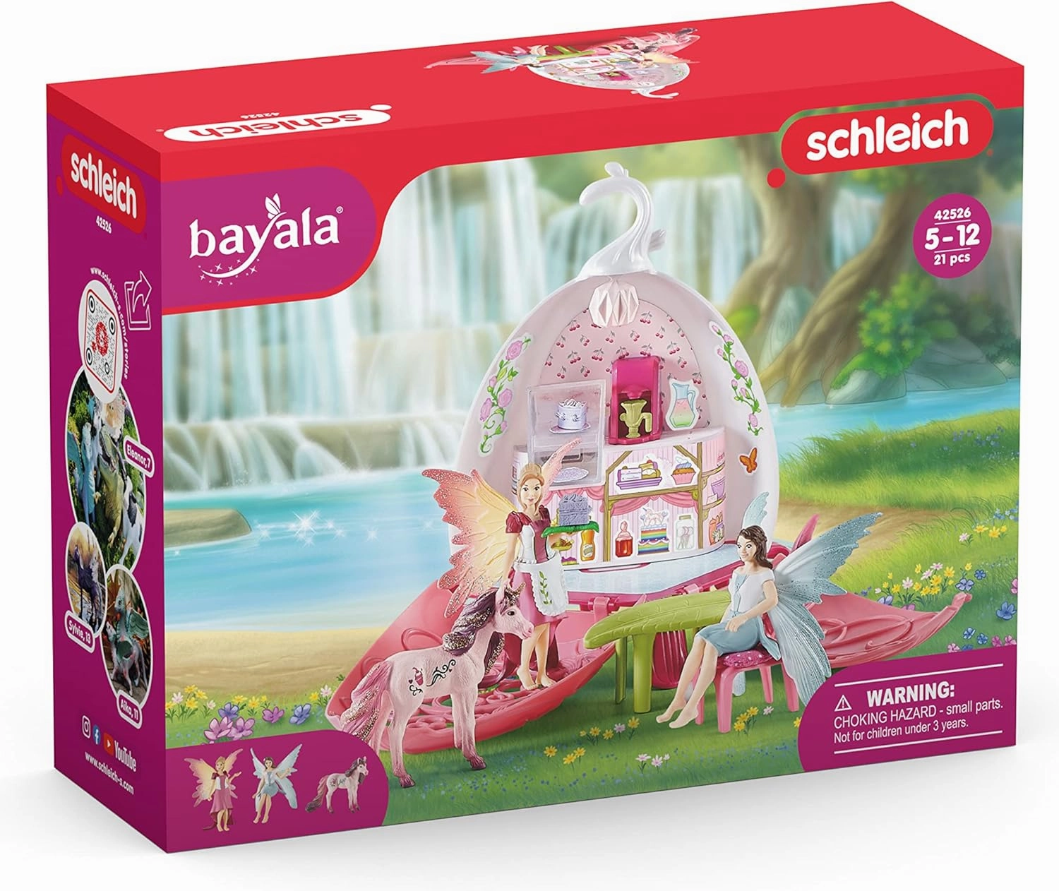 Schleich bayala Fairy Cafe Blossom - 21-Piece Magical Fairy and Unicorn Figurine Playset with Dollhouse and Accessories, Enchanted Play Dollhose for Girls and Boys, Gift Ready, Ages 5 