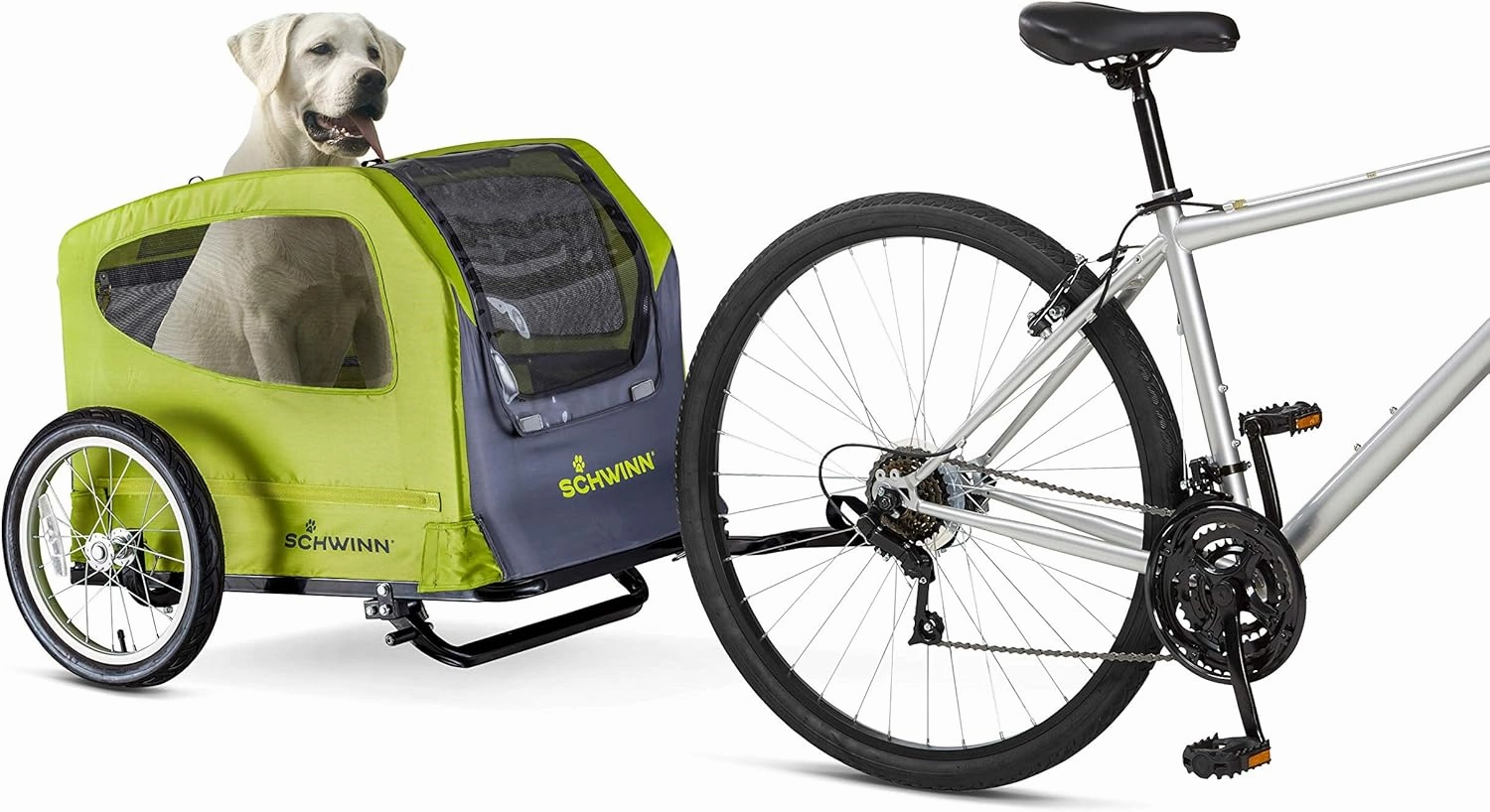 Schwinn Rascal Bike Dog Trailer, Carrier for Small and Large Pets, Easy Folding Cart Frame, Quick Release Wheel, Universal Bicycle Coupler, Washable Non-Slip Lining