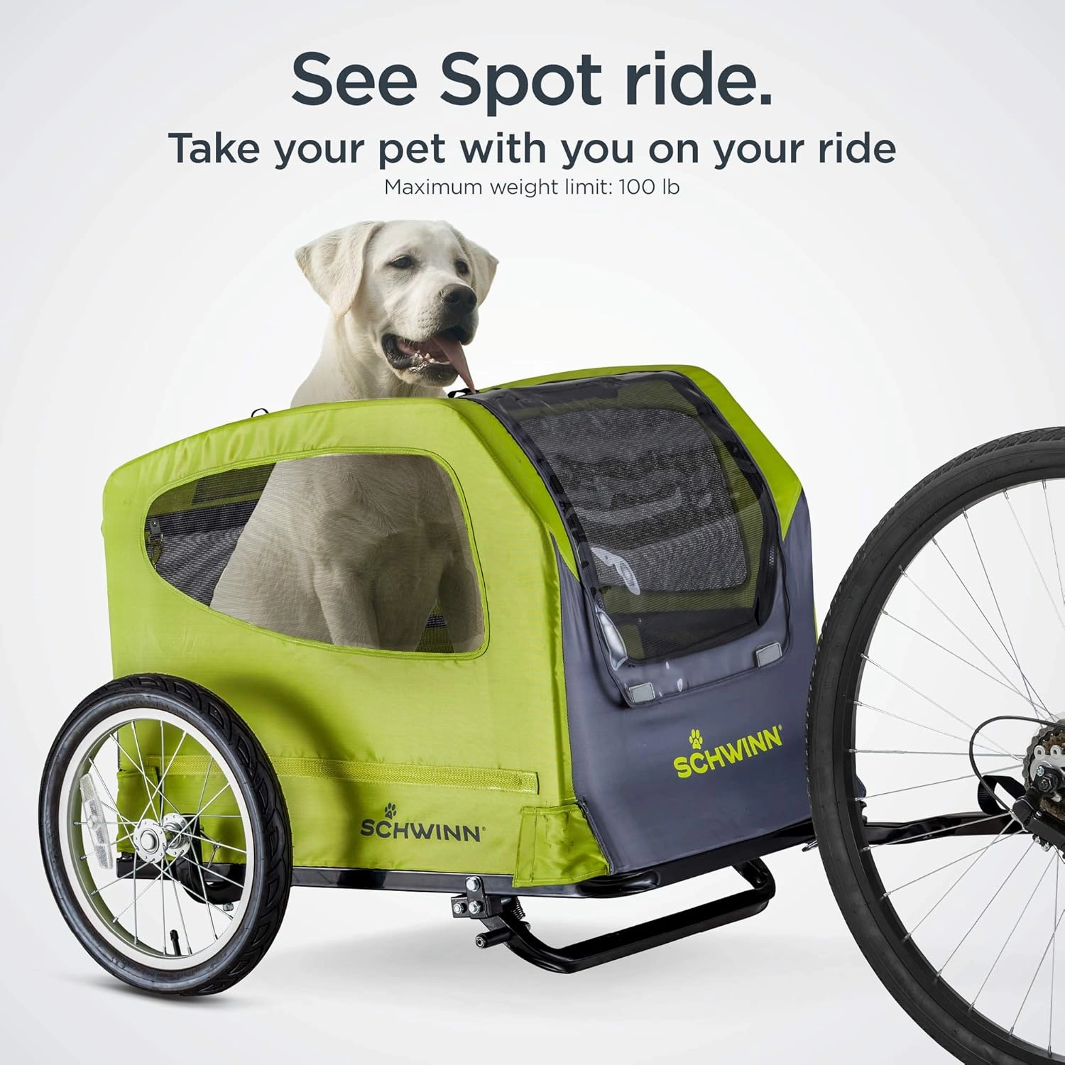 Schwinn Rascal Bike Dog Trailer, Carrier for Small and Large Pets, Easy Folding Cart Frame, Quick Release Wheel, Universal Bicycle Coupler, Washable Non-Slip Lining