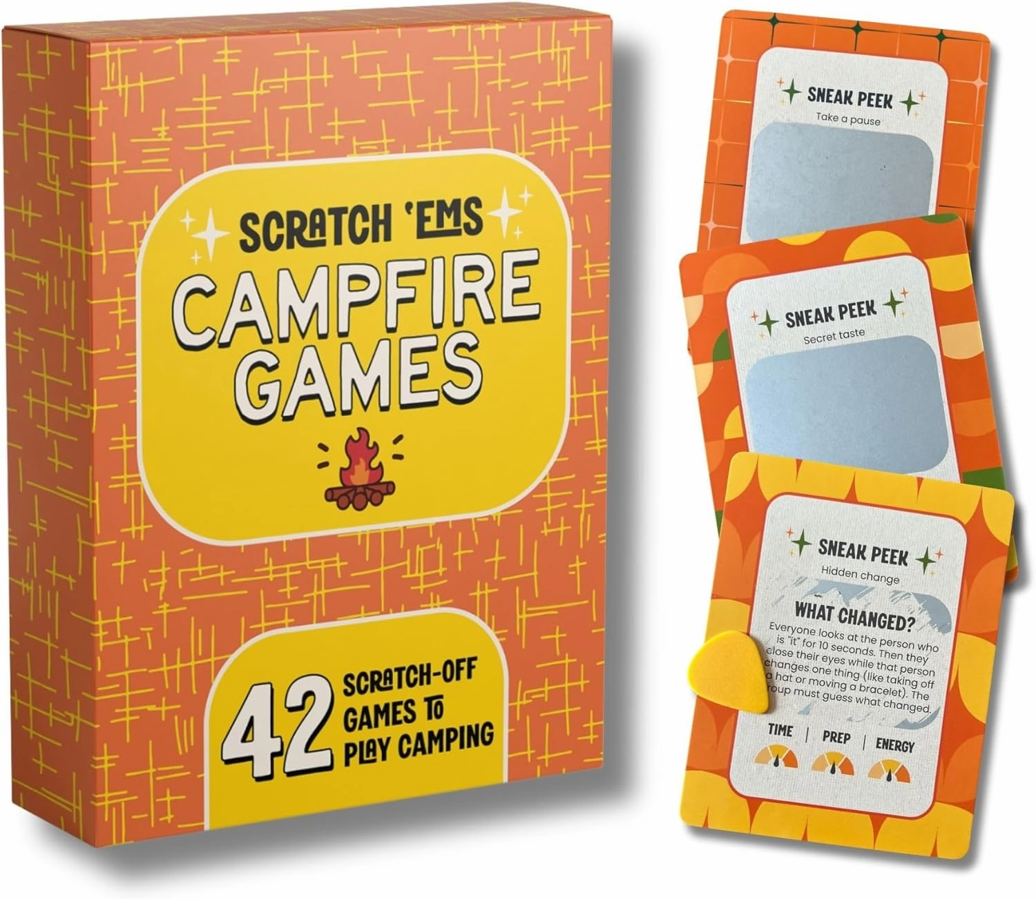 SCRATCH 'EMS Campfire Games Scratch-Off Cards – Camping Games for Kids & Families | Camp Toys & Activities, Camp Gear Essentials, Outdoor Fun, Screen-Free Game Night, Camping Books Alternative