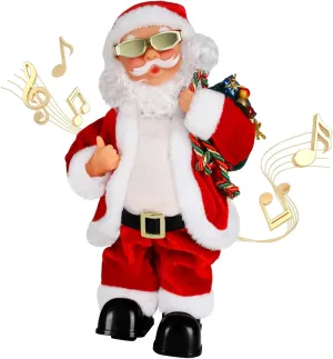 SdeNow Animated Santa Claus Musical Singing Dancing Stuffed Christmas Santa Toys Plush Electric Dolls for Kids